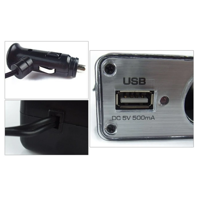 Universal Compacta Auto Divisor de Distribuição de Energia do Hub com Porta USB de Carregamento de 3 Cigarros mais leve Divisor Imagem 3