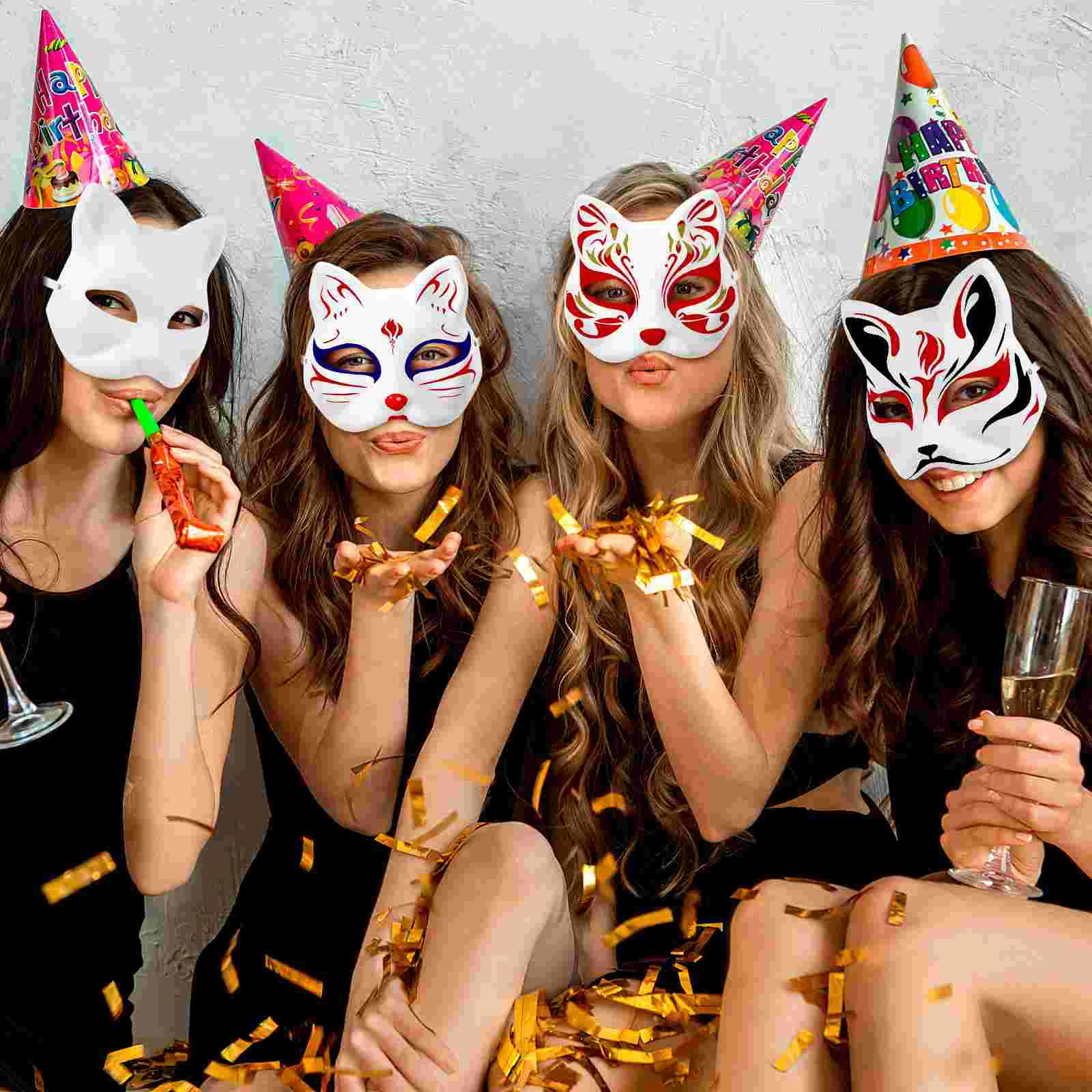1 Conjunto de Diy Fox Máscaras Festa de Máscaras de Papel em Branco, a Polpa de Máscaras de Cosplay de Artesanato Máscaras para Decorar com Tintas Imagem 4
