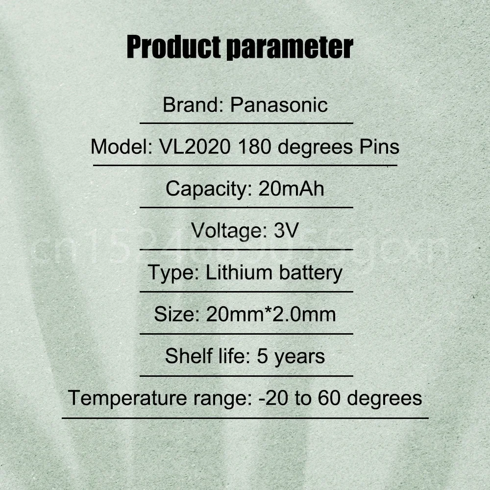 100% Original da Panasonic VL2020 VL2020/HFN 3V 20mAh moeda Recarregável tipo de 180 graus Baterias de lítio Botão Imagem 4