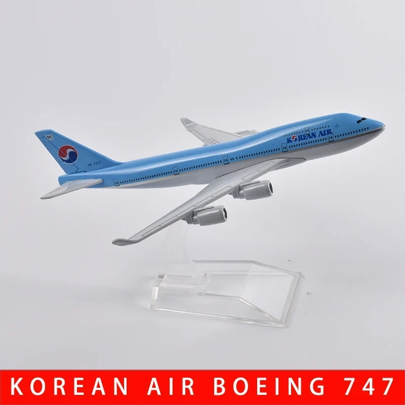 16cm Korean Air Boeing 747 Avião Modelo de Aeronave Diecast de Metal 1/400 Escala de Modelo de Avião de Presente Imagem 4