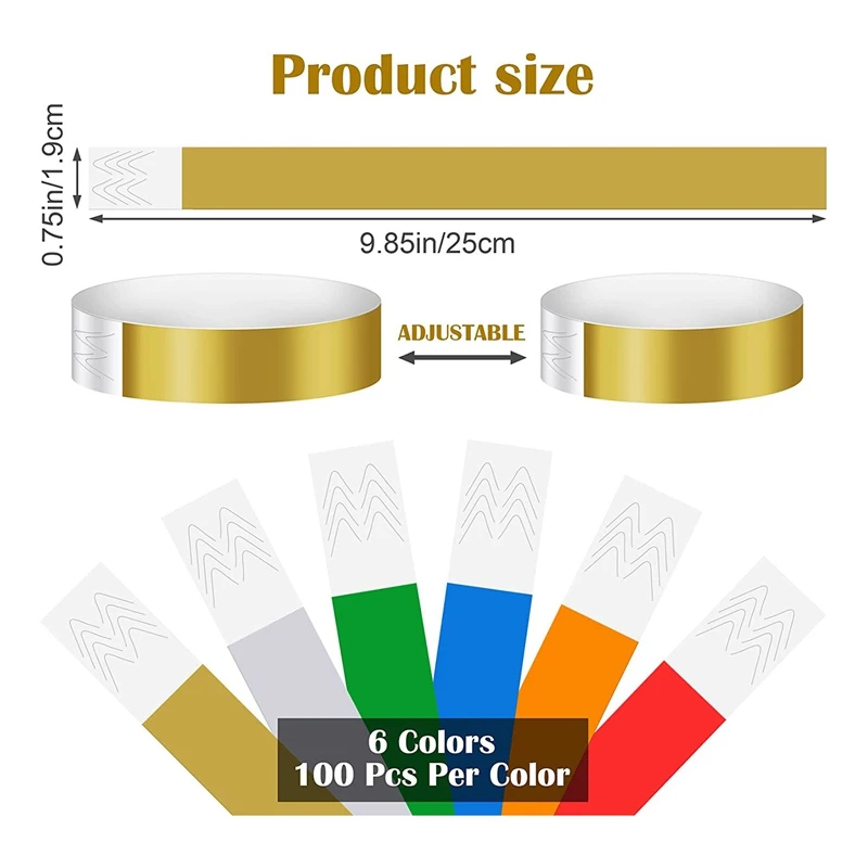 600 PCES Neon Coloridas Pulseiras Para Eventos, Papel Sintético Impermeável Leve Atividade Pulseiras de Identificação Imagem 4