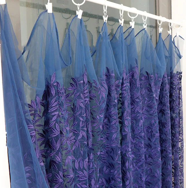 Alta qualidade de azul de malha tecidos de Folha de bordado tissu Vestido de saia vestido acessórios material Imagem 4