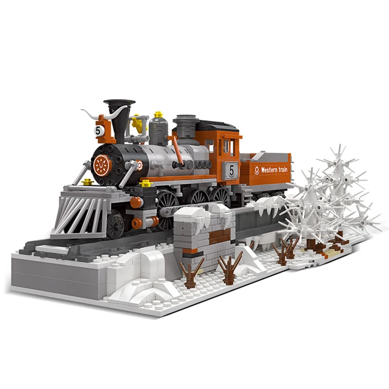 Ferroviária ocidental Modelo de MOC Século 20, a Revolução Industrial Série de Blocos de Construção de Brinquedos Cidade Steampunk Era Cena de Tijolos Retro Imagem 4