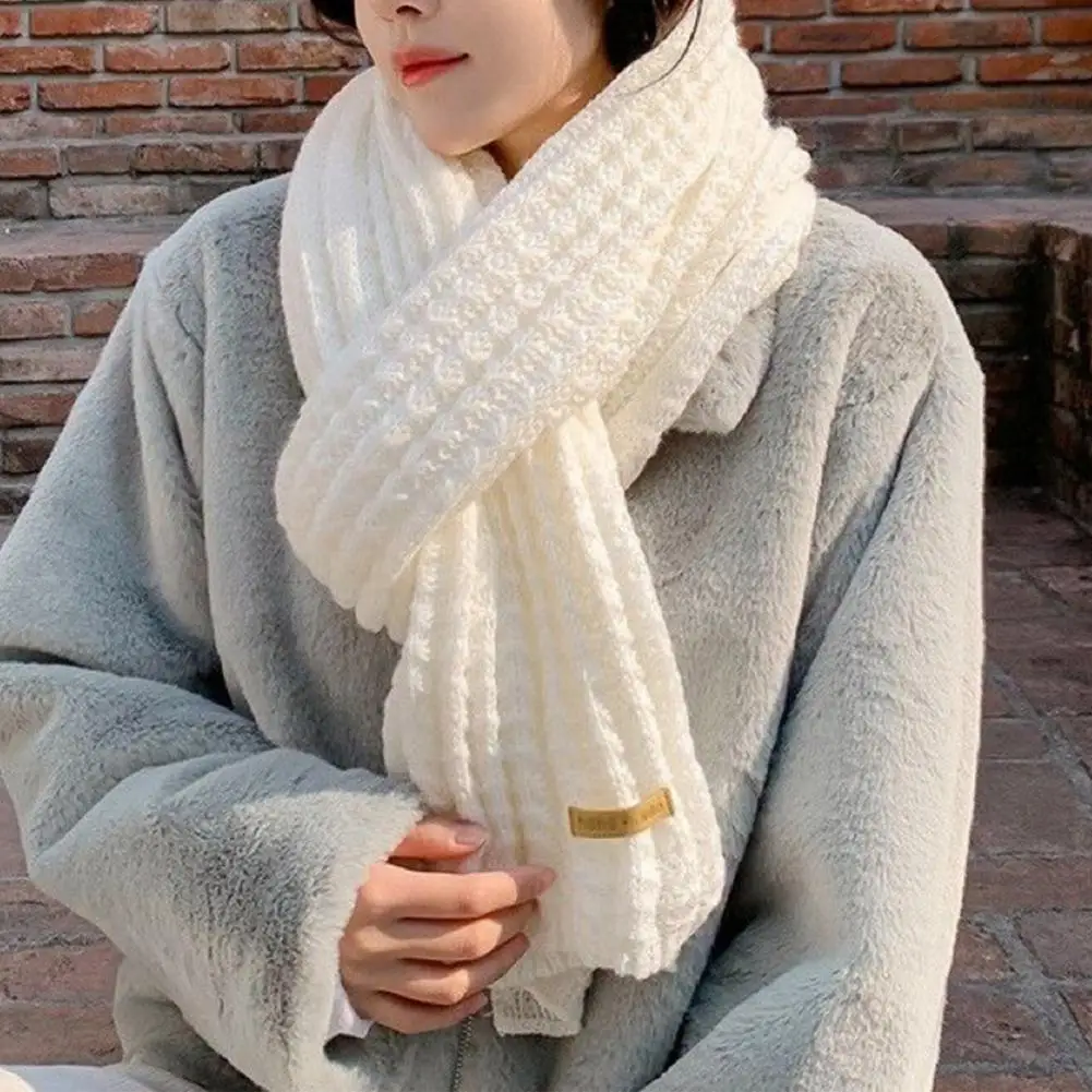 Mulheres Inverno Cachecol de Malha à prova de Vento Trecho Engrossado Sólido de Cor Quente Estilo Japonês Pescoço Proteção das Mulheres de Lenço Imagem 4