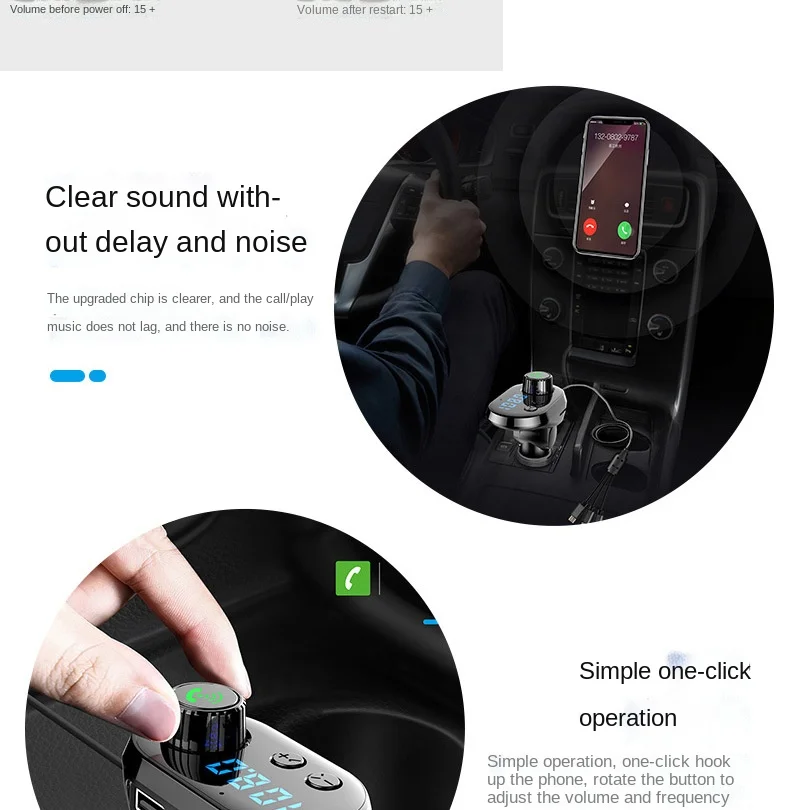 Multi-Funcional de Carro, Carregador de Carro MP3, Bluetooth, Leitor de Um Arraste Três Carregador de Carro Transmissor de Áudio Imagem 4