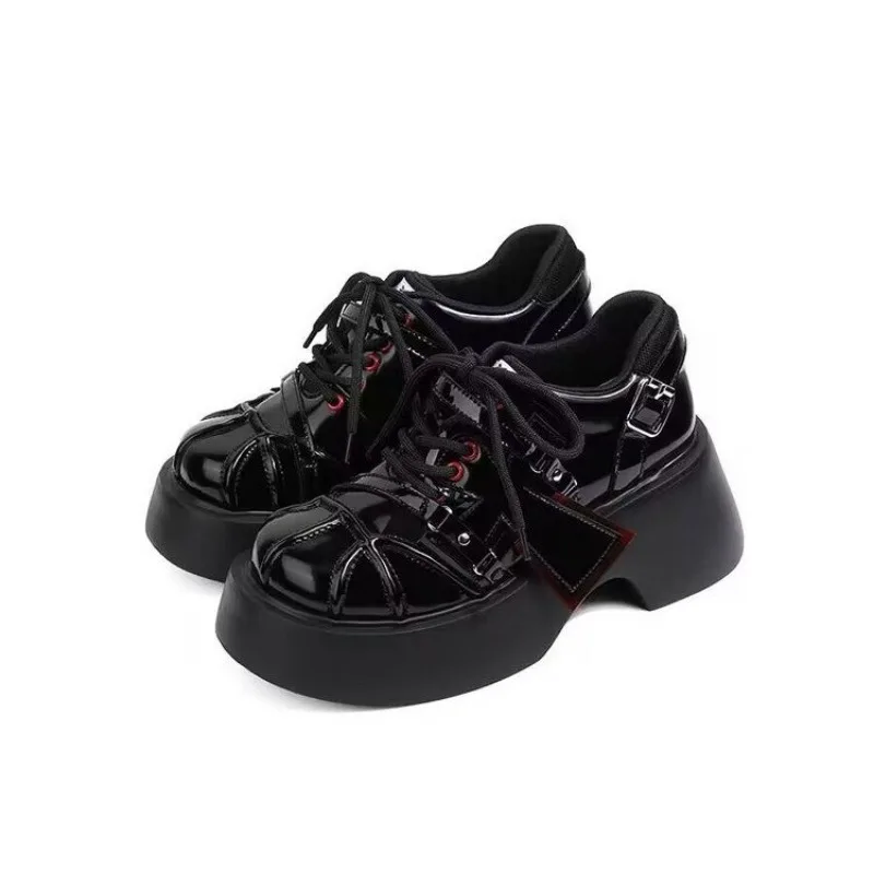 Novo Rock de Estilo Gótico, de Espessura Inferior Sapatos Cruz do Aumento da Altura Fino em Couro Sapatos de Cunha Sapatos para as Mulheres Sapatos de Luxo Imagem 4