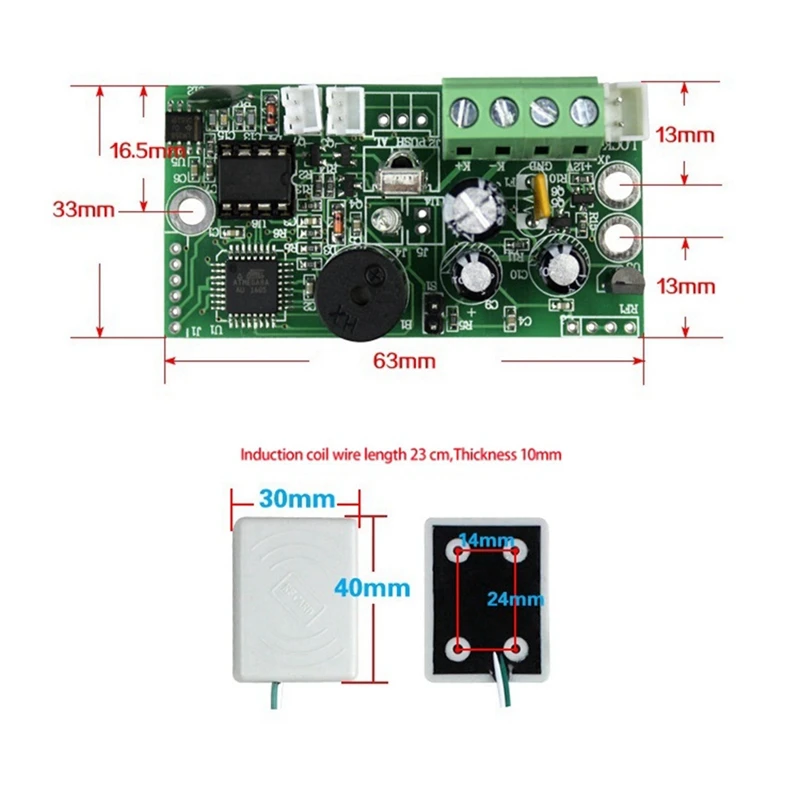 RFID Controle Embarcado a Bordo EMID 125Khz Normalmente Aberto do Módulo de Controle de Indução Tag do Controlador de Cartão Imagem 4