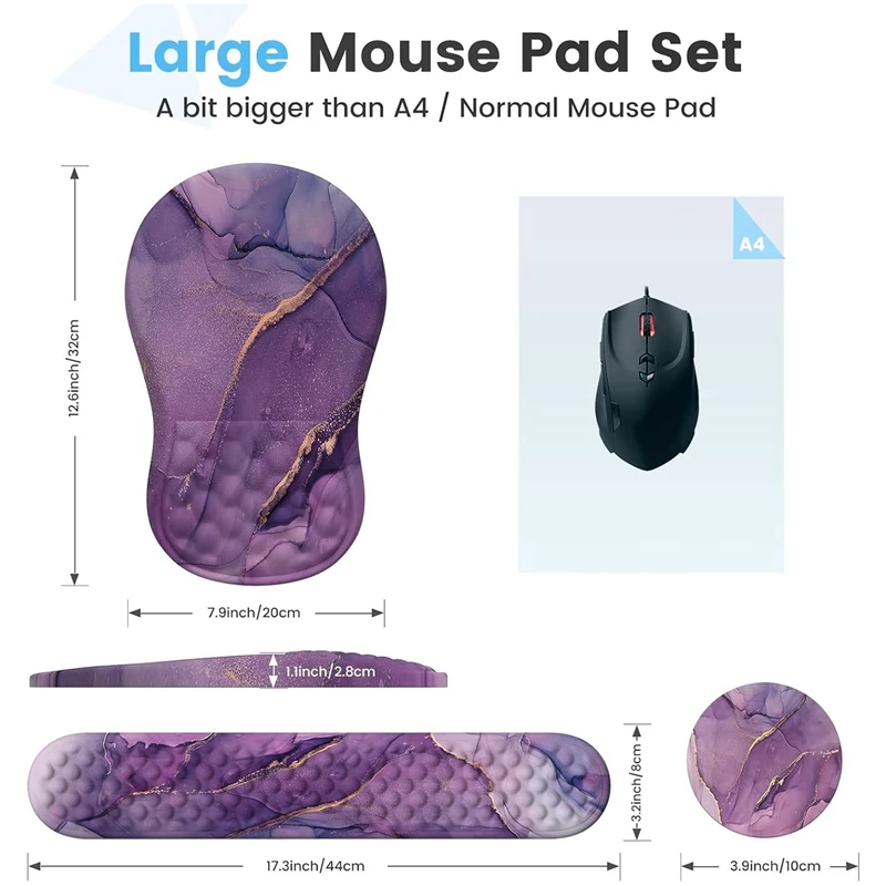 3 PCS Ergonômico do Mouse Pad Com Descanso de Pulso E a Almofada do Teclado, Computador Mouse Pads Para Casa, Mesa Com Bolacha Durável Imagem 5