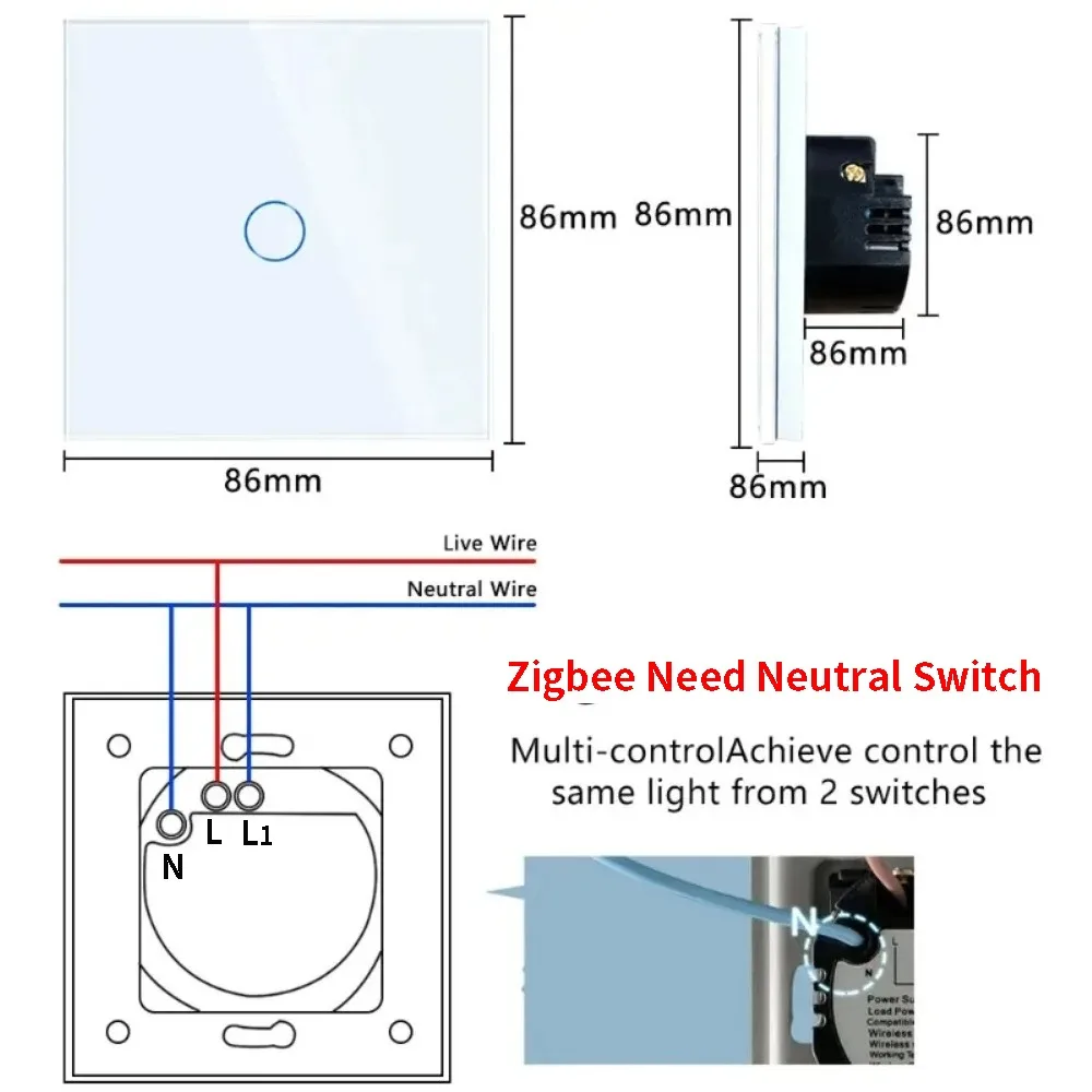 ZigBee Mudar o Smart Interruptores de Luz e Tomada de Alimentação de Peças Necessidade Neutro,Branco Painel de Vidro da UE Tomadas de Parede DIY Parte de Casa Inteligente Imagem 5